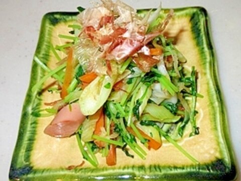 弁当のおかず♪シャキシャキ豆苗の野菜炒め